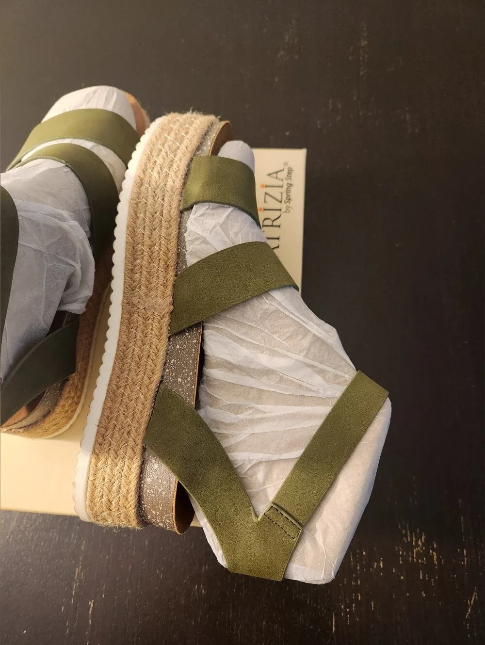 Patrizia Olive Green Strappy Espadrille Platform Sandals